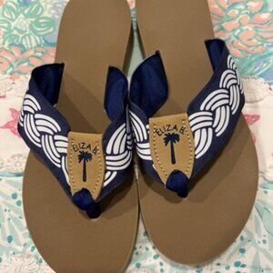 New Eliza B Flip Flop Sandals Nautical Navy Rope Size 8